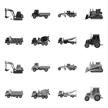 Yapı ve inşaat simge vektör tasarımı. Hisse senedi için yapı ve makine vektör simge topluluğu.