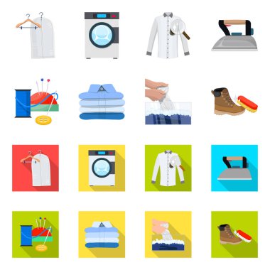 Çamaşırhane ve temiz simge vektör Illustration. Çamaşırhane ve giyim koleksiyonu vektör hisse senedi simgesi.