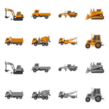 Yapı ve inşaat işareti yalıtılmış nesne. Web için yapı ve makine hisse senedi simgesi kümesi.