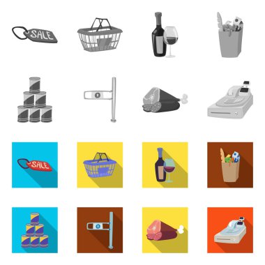 Yiyecek ve içecek simge vektör Illustration. Gıdaların ve hisse senedi vektör çizim saklama.