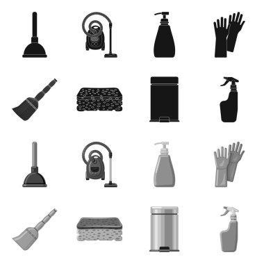 Temizlik ve servis logo yalıtılmış nesne. Temizlik ve ev hisse senedi simgesi web için kümesi.