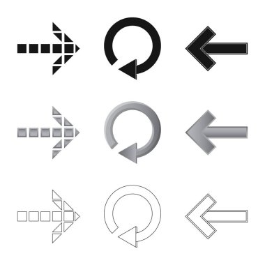 Öğe ve ok işareti vektör tasarımı. Öğe ve yön hisse senedi vektör çizim seti.