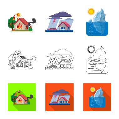 Doğal ve felaket simge vektör tasarımı. Doğal topluluğu ve hisse senedi için risk vektör simgesi.