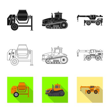 Yapı ve inşaat simge vektör Illustration. Yapı ve makine hisse senedi vektör çizim seti.