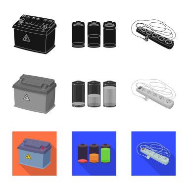 Elektrik ve elektrik logo yalıtılmış nesne. Elektrik ve enerji hisse senedi vektör çizim koleksiyonu.