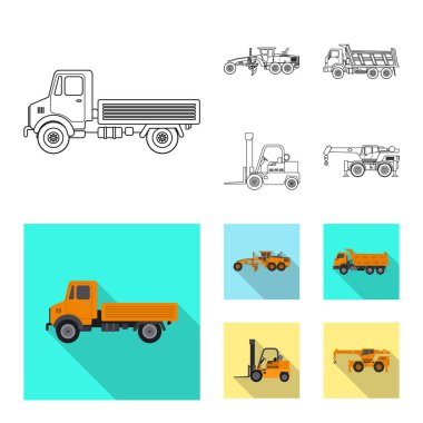 Yapı ve inşaat logo vektör tasarımı. Web için yapı ve makine hisse senedi simgesi kümesi.