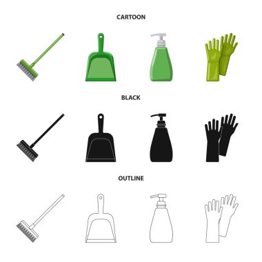 Temizlik ve servis sembolü yalıtılmış nesne. Temizlik ve ev hisse senedi vektör çizim seti.