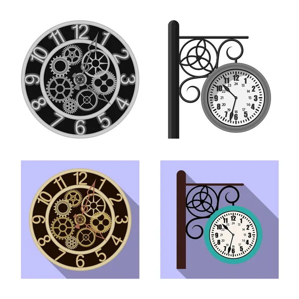 Векторный дизайн часов и знака времени. Коллекция часов и иконки вектора круга для склада . — стоковый вектор