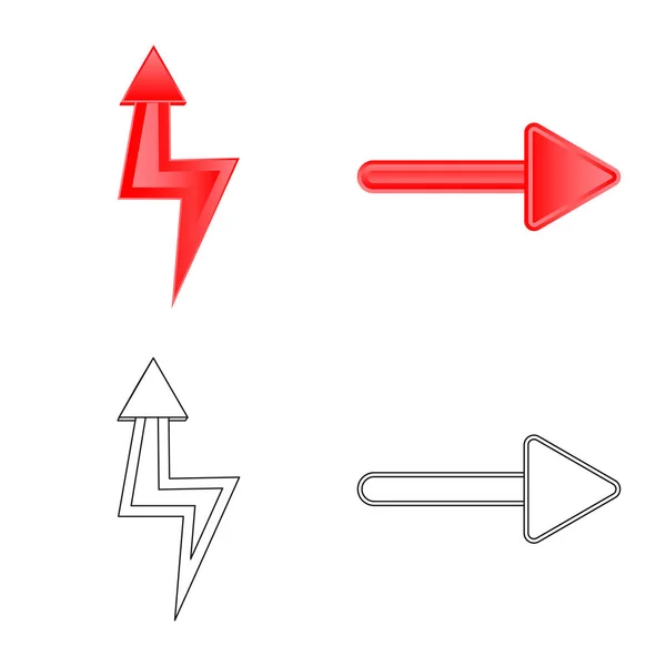 Vektorillustration av element och pil symbol. Uppsättning av element och riktning aktiesymbol för webben. — Stock vektor