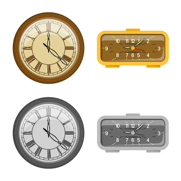 Diseño vectorial del reloj y el logotipo del tiempo. Conjunto de reloj y círculo símbolo de stock para web . — Archivo Imágenes Vectoriales