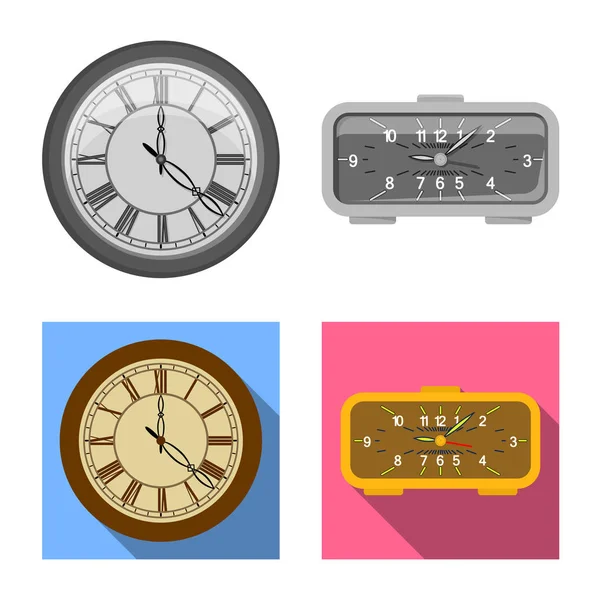 Objet isolé de l'horloge et le symbole du temps. Collection d'horloge et cercle symbole de stock pour le web . — Image vectorielle