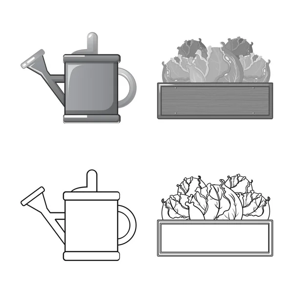 Diseño vectorial de la granja y la agricultura signo. Conjunto de icono de vector de granja y planta para stock . — Vector de stock