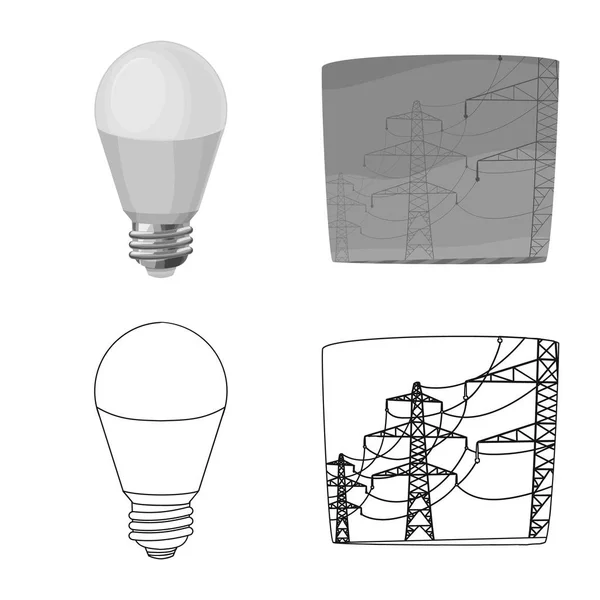 Isolated object of electricity and electric sign. Set of electricity and energy vector icon for stock. — Stock Vector