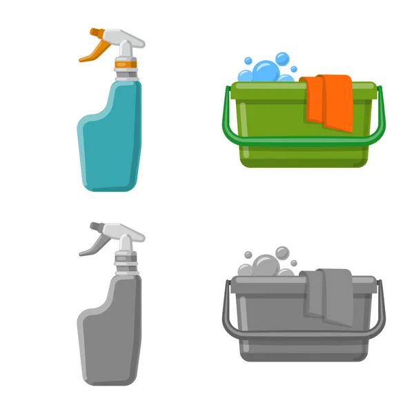Εικονογράφηση Διάνυσμα Σημείου Καθαρισμού Και Εξυπηρέτησης Σετ Καθαρισμού Και Οικιακής — Διανυσματικό Αρχείο