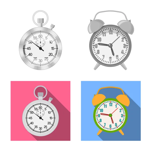 Saat ve saat işareti tasarımını vektör. Web için saat ve daire hisse senedi simgesi kümesi.