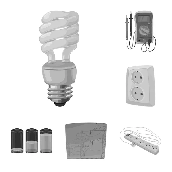Isolierte Objekt der Elektrizität und elektrisches Symbol. Illustration von Elektrizität und Energievorräten. — Stockvektor