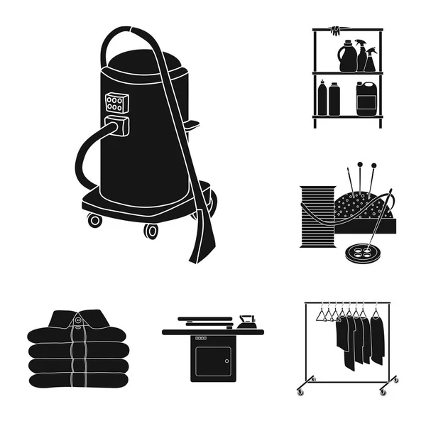 Vektor-Design der Wäsche und saubere Zeichen. Wäsche- und Kleidungsvektorsymbole für Lager. — Stockvektor
