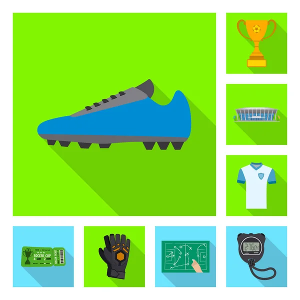 Изолированный предмет иконы футбола и снаряжения. Коллекция футбольных и турнирных фондовых символов для интернета . — стоковый вектор