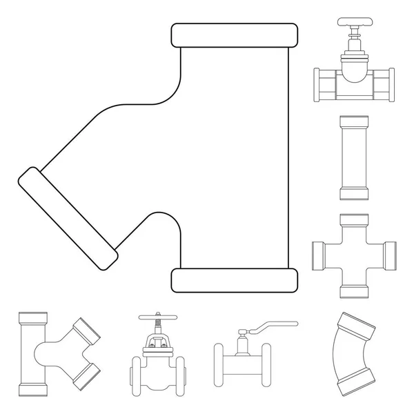 Izolovaný objekt trubek symbolu. Sada trubek a potrubí vektorové ikony pro stock. — Stockový vektor