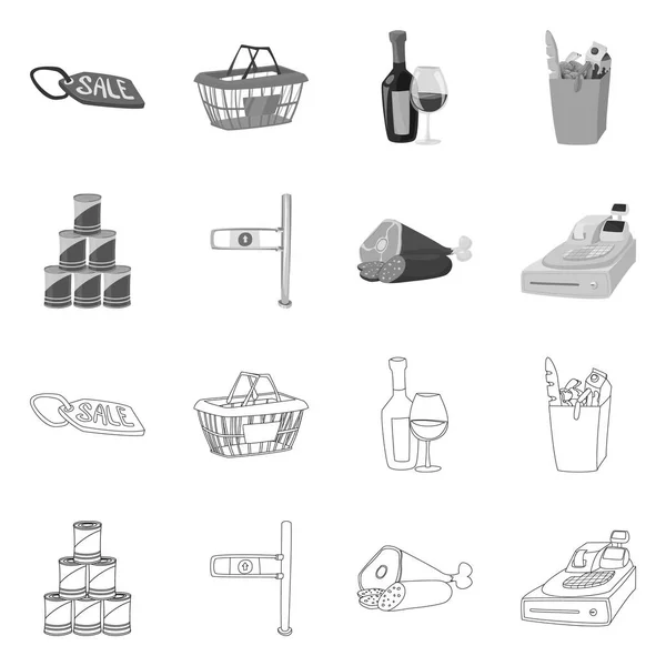 Vektor design av mat och dryck-logotypen. Insamling av mat och butik lager vektorillustration. — Stock vektor