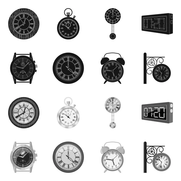 Vektor-Design von Uhr und Uhrzeiger-Symbol. Sammlung von Uhr und Kreis-Vektor-Symbol für Aktien. — Stockvektor