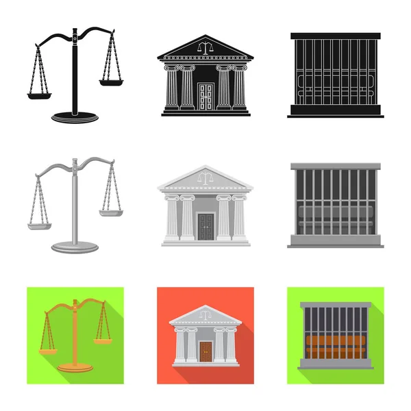 Vektorillustration av lag och advokat tecken. Samling för lag och rättvisa aktiekurssymbol för webben. — Stock vektor