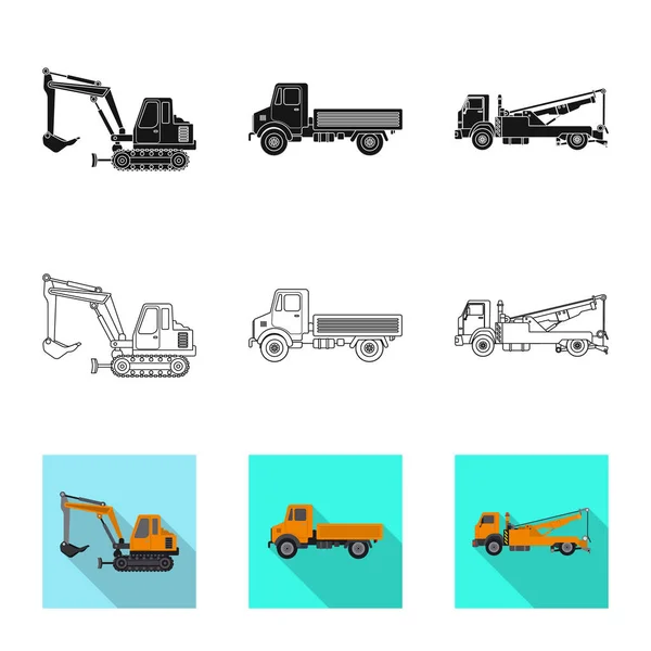 Vektorillustration des Bau- und Konstruktionssymbols. Set von Bau- und Maschinenaktienvektorillustration. — Stockvektor