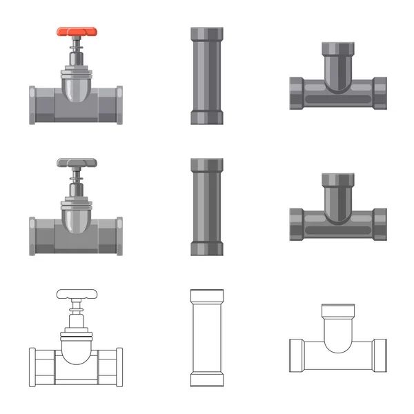 Diseño vectorial de tubo y señal de tubo. Colección de tubería y tubería vector icono para stock . — Archivo Imágenes Vectoriales