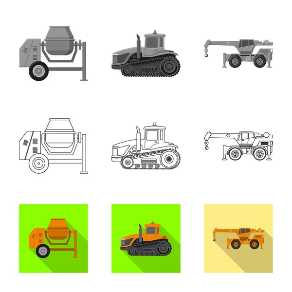 Progettazione vettoriale del logo di costruzione e costruzione. Raccolta del simbolo di costruzione e parco macchine per il web . — Vettoriale Stock