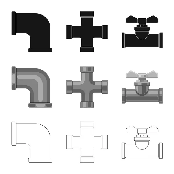 Ilustración vectorial de señal de tubo y tubo. Colección de tubos y tuberías símbolo de stock para la web . — Archivo Imágenes Vectoriales