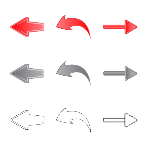 Conception vectorielle de l'élément et de l'icône flèche. Ensemble d'éléments et d'icônes vectorielles de direction pour stock . — Image vectorielle