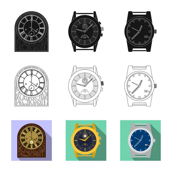 Design vetorial de relógio e ícone de tempo. Coleção de relógio e círculo ilustração vetor estoque . — Vetor de Stock