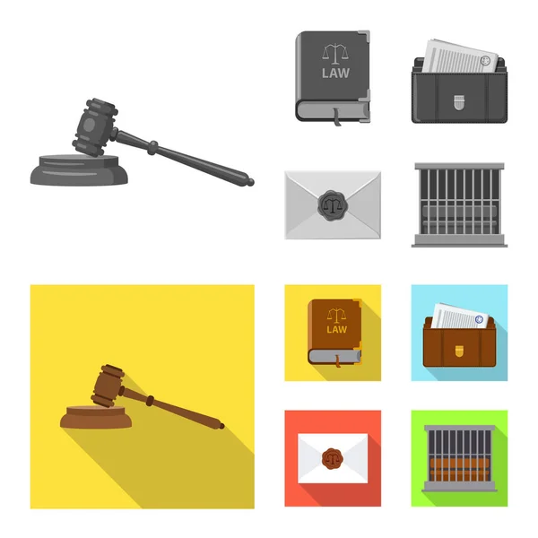 Ilustração vetorial do ícone da lei e do advogado. Coleção de leis e justiça ilustração vetor de estoque . — Vetor de Stock