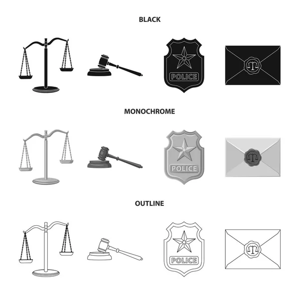 Conception vectorielle du droit et icône de l'avocat. Ensemble de loi et icône vectorielle de justice pour stock . — Image vectorielle