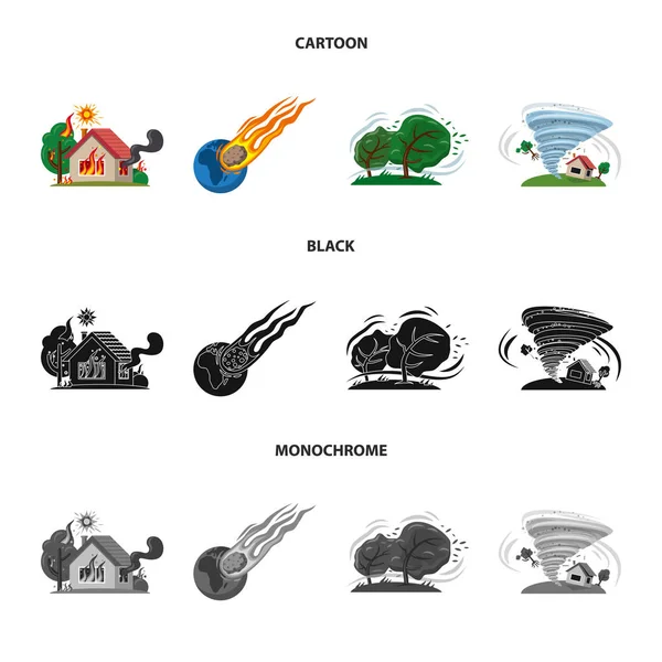 Isoliertes Objekt des Natur- und Katastrophenlogos. Sammlung von Natur- und Risikovektorsymbolen für Aktien. — Stockvektor