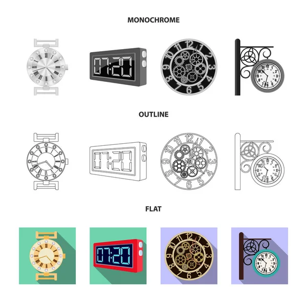 Diseño vectorial del reloj y el símbolo de tiempo. Colección de reloj y círculo icono vectorial para stock . — Archivo Imágenes Vectoriales