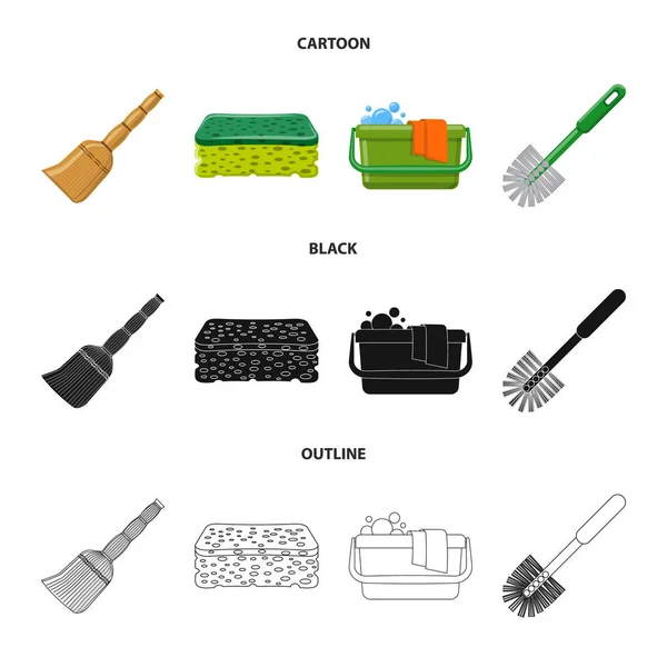 Изолированный объект очистки и логотип сервиса. Сбор векторной иллюстрации уборки и бытовых запасов . — стоковый вектор