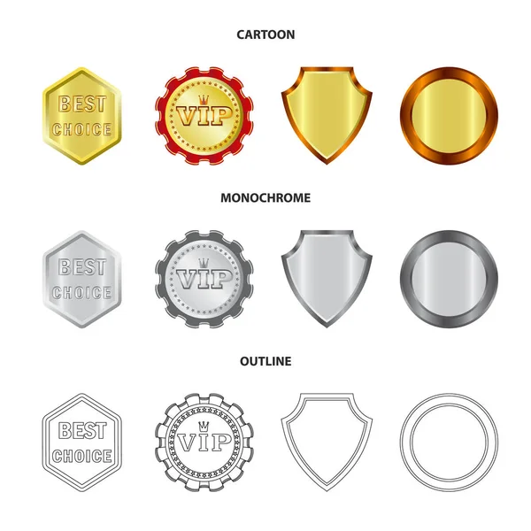 Vector illustration of emblem and badge sign. Set of emblem and sticker stock symbol for web. — Stock Vector