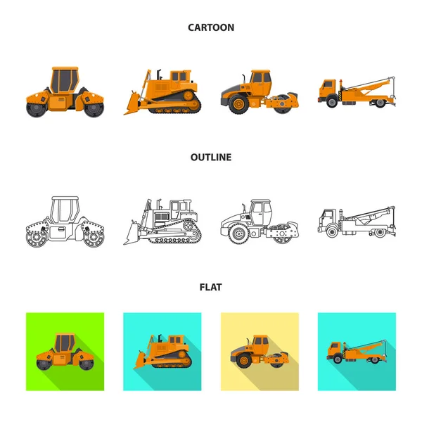 Vektorillustration av bygg och konstruktion symbol. Samling av maskiner och bygga lager vektorillustration. — Stock vektor