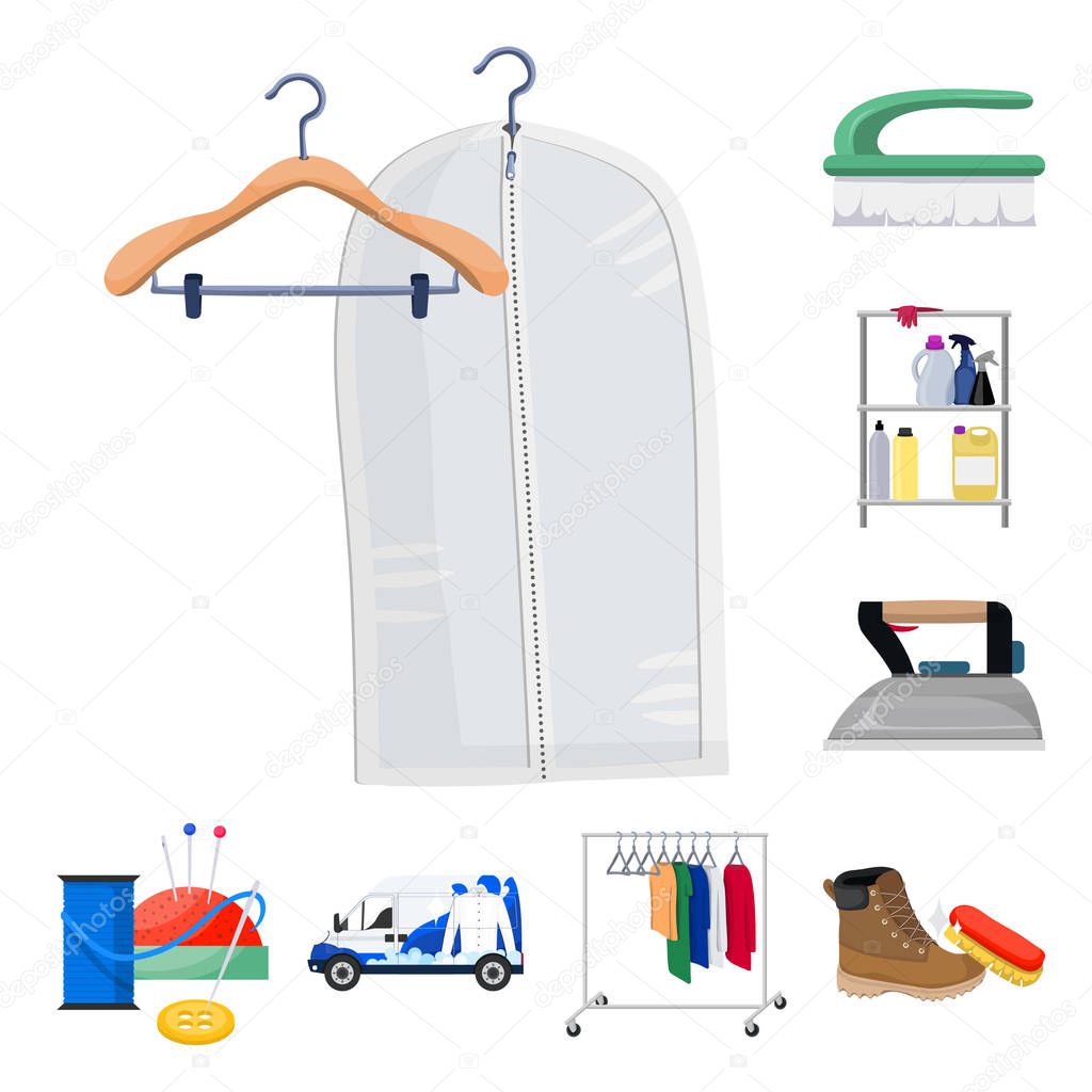 Isolated object of laundry and clean icon. Collection of laundry and clothes stock symbol for web.