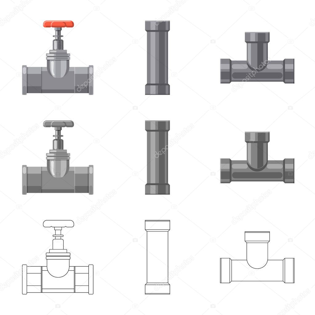 Vector design of pipe and tube sign. Collection of pipe and pipeline vector icon for stock.