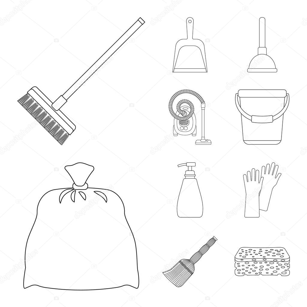 Vector design of cleaning and service sign. Set of cleaning and household stock vector illustration.