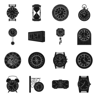 Saat ve saat işareti illüstrasyon vektör. Saat ve daire hisse senedi simgesi için web topluluğu.