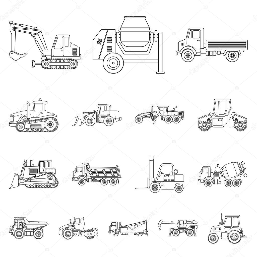 Isolated object of build and construction logo. Collection of build and machinery stock symbol for web.