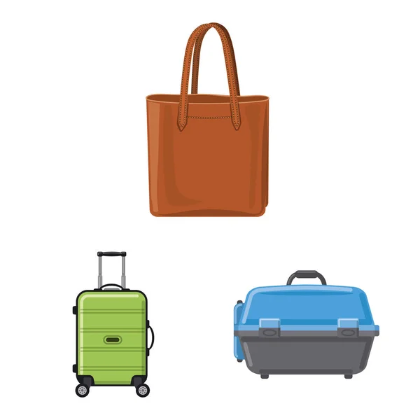 Objeto isolado de mala e sinal de bagagem. Conjunto de mala e símbolo de estoque de viagem para web . —  Vetores de Stock