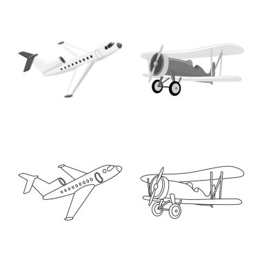 Uçak ve taşıma sembolü yalıtılmış nesne. Uçak ve gökyüzü hisse senedi simgesi için web topluluğu.