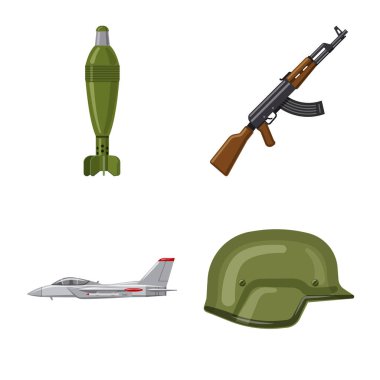 Silah ve silah işareti tasarımını vektör. Silah ve ordu hisse senedi vektör çizim seti.