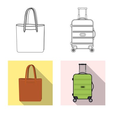 Bavul ve Bagaj işareti vektör Illustration. Hisse senedi için bavul ve yolculuk vektör simge kümesi.