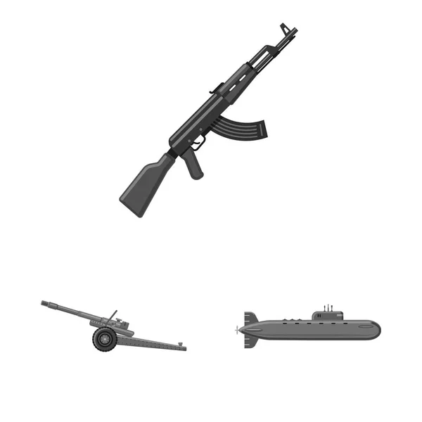 Векторный дизайн оружия и оружейного знака. Набор оружия и армейского инвентаря . — стоковый вектор