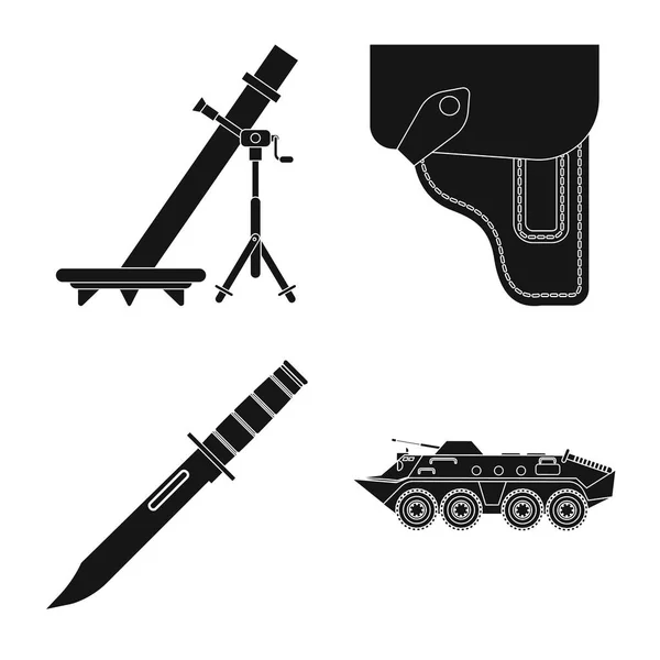 Vektor-Illustration von Waffe und Gewehrzeichen. Sammlung von Waffen und Armee Vektor-Symbol für Lager. — Stockvektor